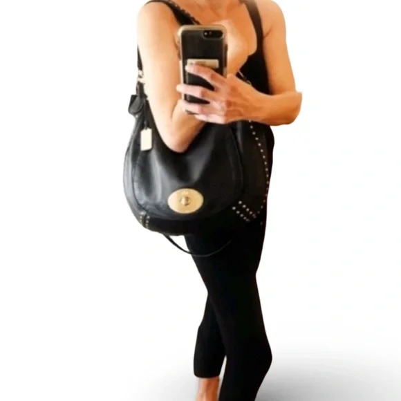 COACH lmt Edition Circle Black Leather Hobo Shoulder Bag - Picture 12 of 13